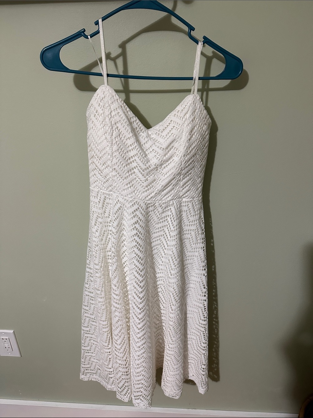 Streetwear Society White Crochet Midi Spaghetti Strap Dress